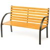 Gardenised Classical Wooden Slats Outdoor Park Bench with Steel Frame, Seating Bench for Yard, Patio, Garden, Balcony, and Deck QI003711